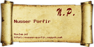 Nusser Porfir névjegykártya